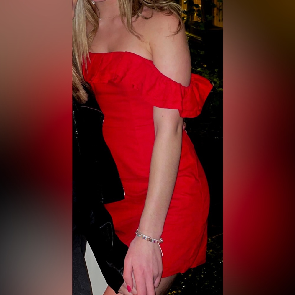Selfie leslie red off the shoulder mini dress